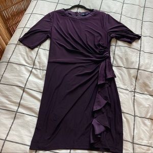 Chaps formal dress with side ruffle and ruching